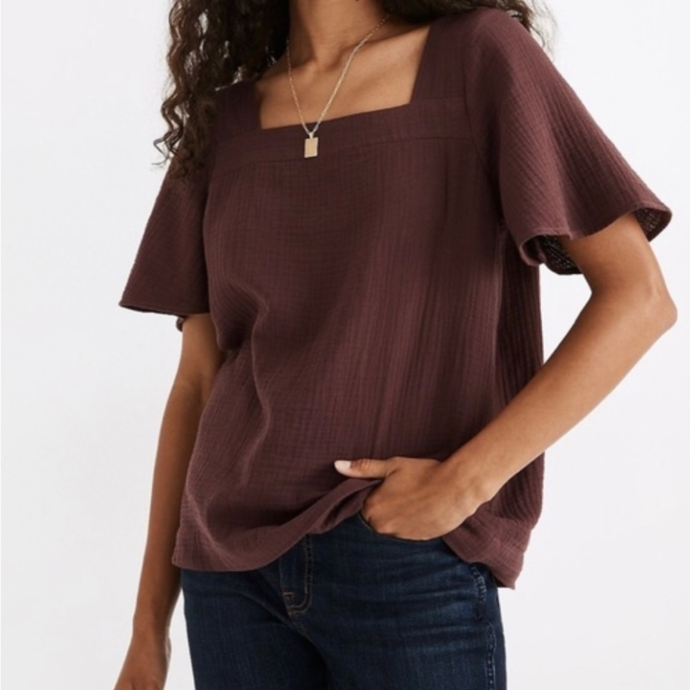 Madewell XL lightspun Harlow square-neck top in cotton gauze